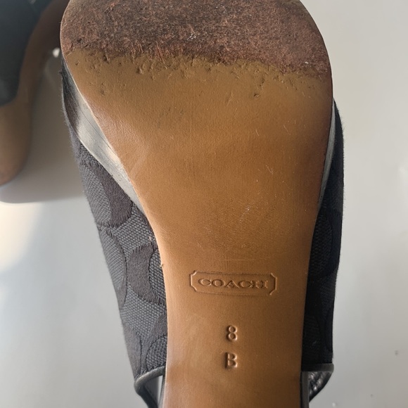 COACH Black Signature Logo Canvas Slingback Pumps: SIZE 8 - Picture 9 of 15
